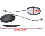 Black Round Plastic Rearview Mirror 8mm